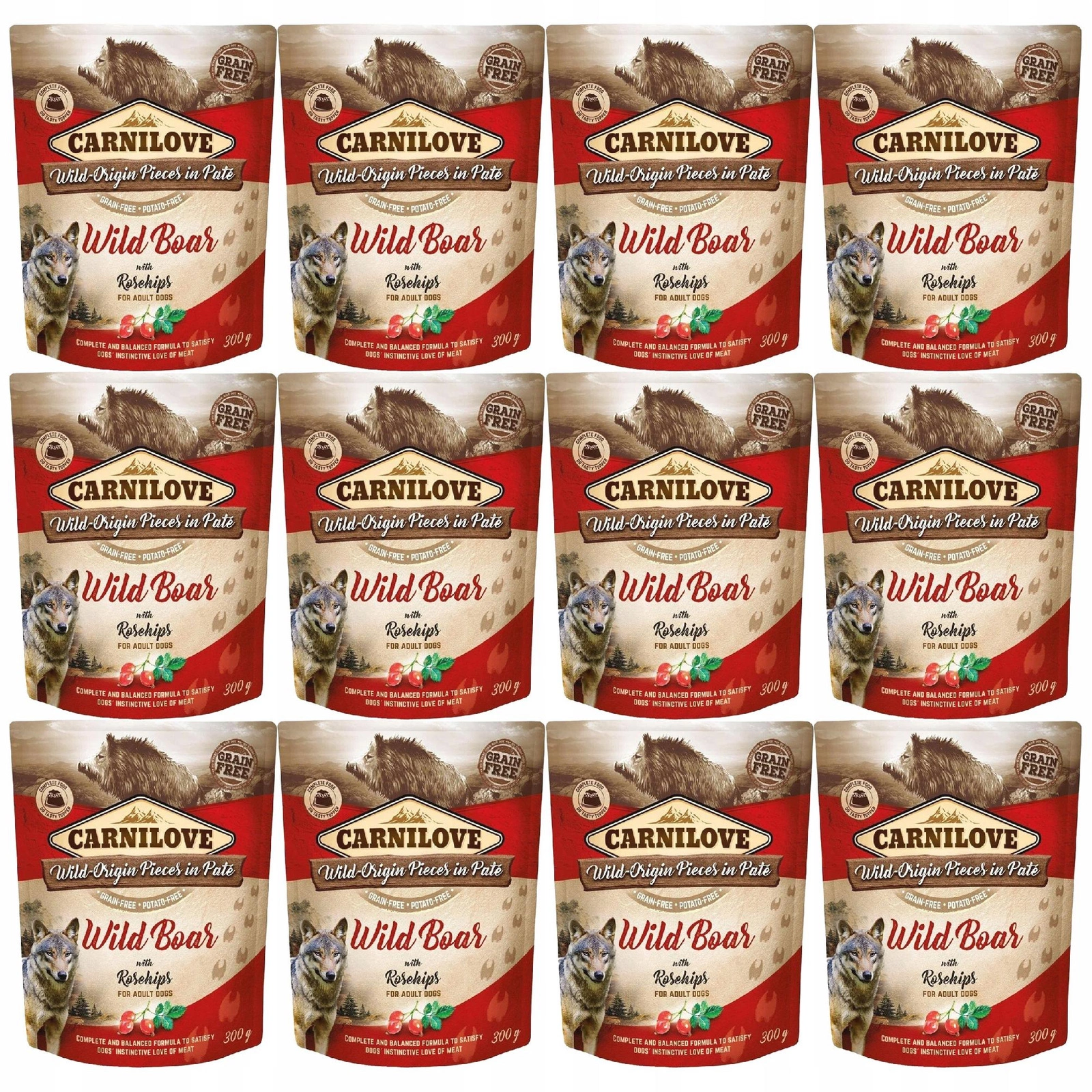 Carnilove dzik z owocami dzikiej róży 300 g × 12