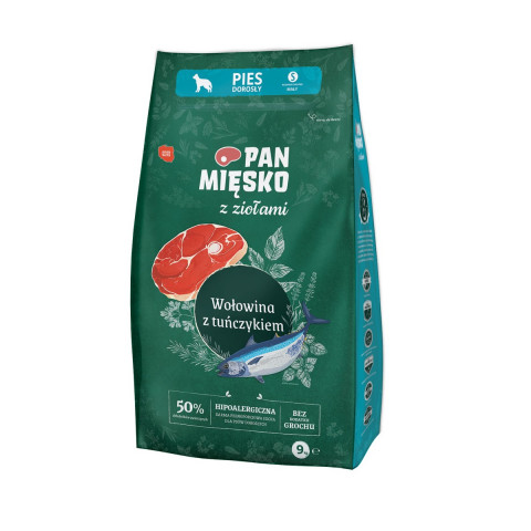 Pan Mięsko tuńczyk, wołowina adult małe rasy 9 kg
