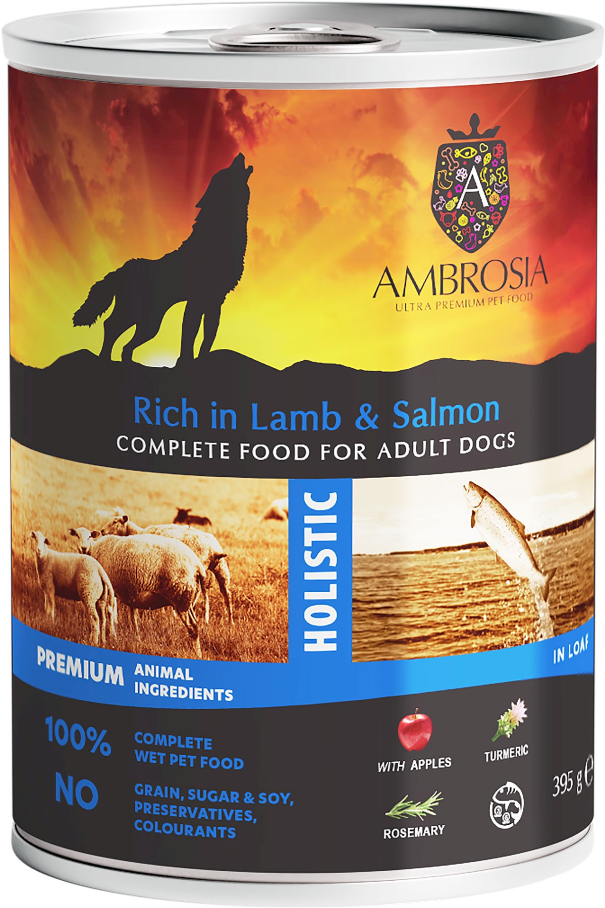 Ambrosia jagnięcina, łosoś z jabłkiem adult 395 g