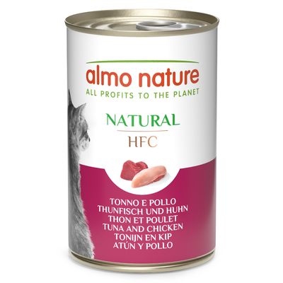Almo Nature Natural HFC Sensitive kurczak, tuńczyk w bulionie 140 g × 6