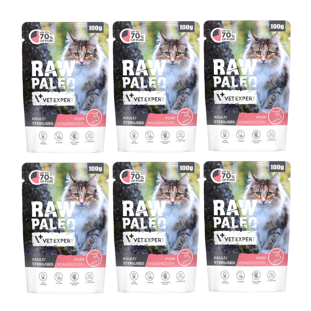 VetExpert Raw Paleo Sterilised wieprzowina adult 100 g × 6