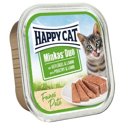 Happy Cat Minkas Duo drób, jagnięcina pasztet 100 g × 16