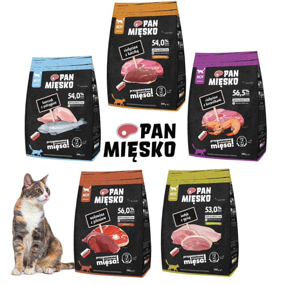 Pan Mięsko cielęcina, gęś, indyk, jeleń, kaczka, krewetki, kurczak, pstrąg, wołowina 400 g × 5