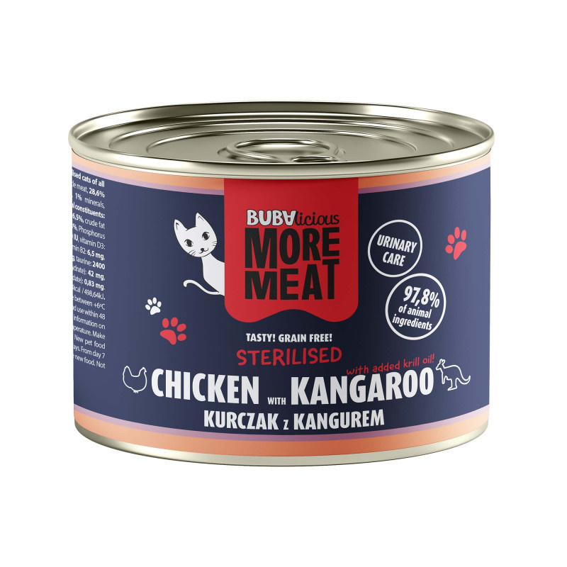 Buba More Meat Sterilised kurczak, kangur adult 185 g