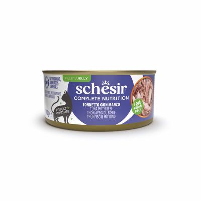 Schesir Complete Nutrition tuńczyk, wołowina w galaretce adult 140 g × 24