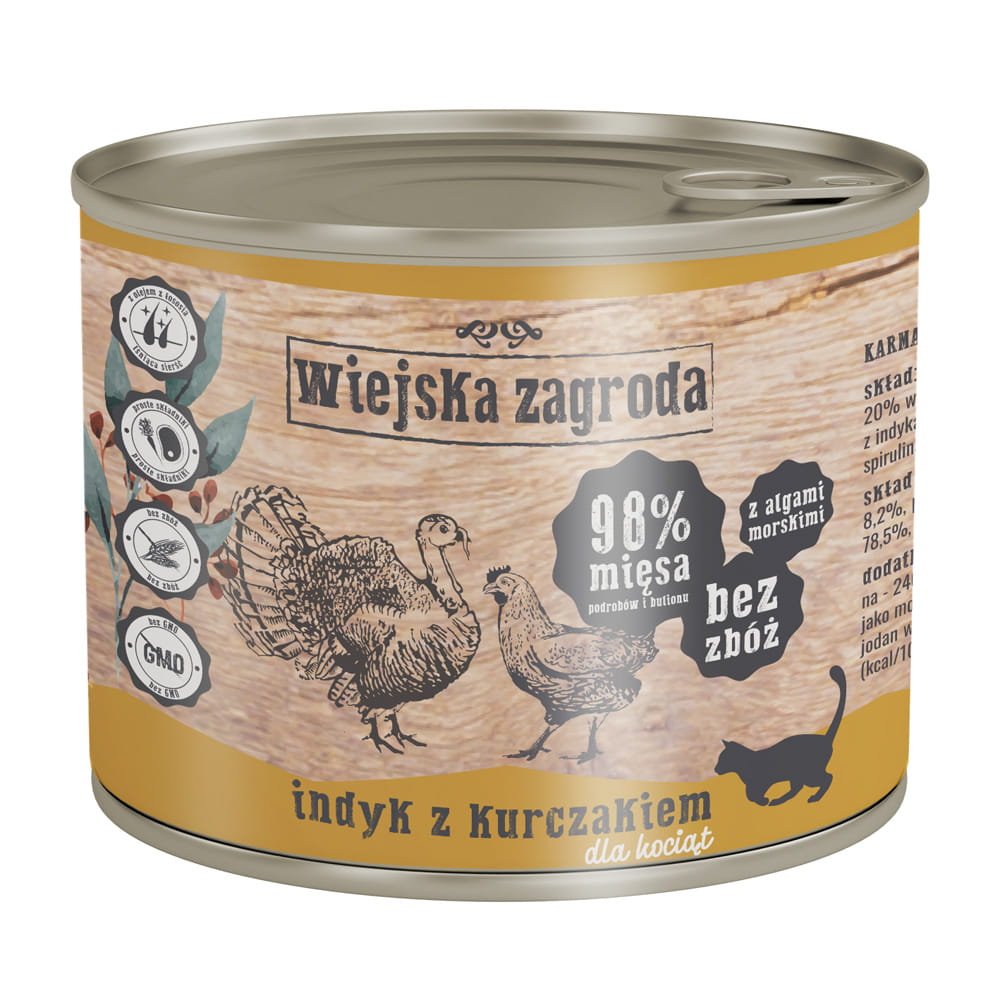 Wiejska Zagroda indyk, kurczak w bulionie kitten 200 g