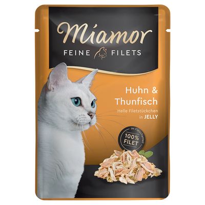 Miamor Feine Filets Sensitive kurczak, tuńczyk w galaretce 100 g × 6