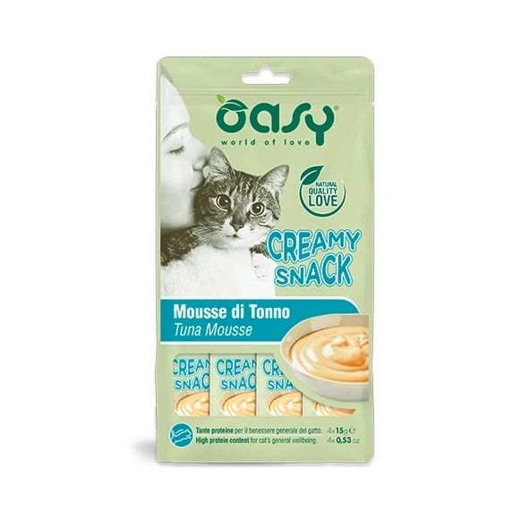 Oasy Creamy Snack tuńczyk pasztet adult 15 g × 4