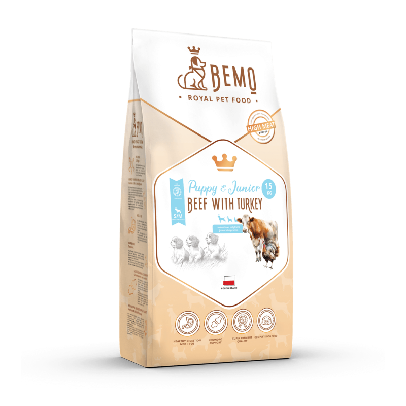 Bemo Puppy & Junior wołowina, indyk puppy 15 kg