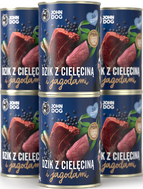 John Dog Berry Line cielęcina, dzik puppy 400 g × 6