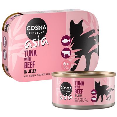 Cosma Asia Indoor tuńczyk, wołowina w galaretce 170 g × 6