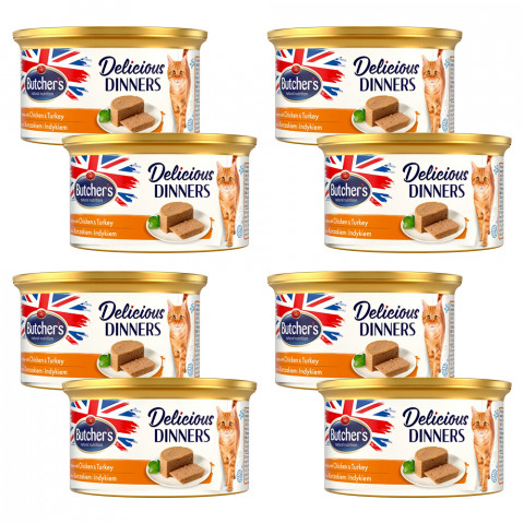 Butcher's Delicious Dinners indyk, kurczak pasztet adult 85 g × 8