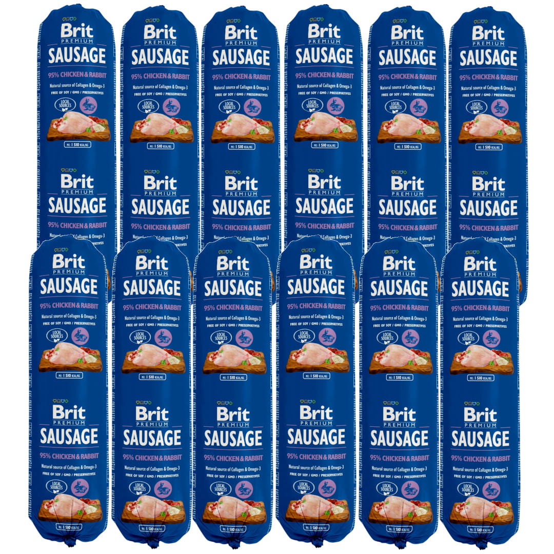 Brit Sausage kurczak, królik adult 800 g × 12