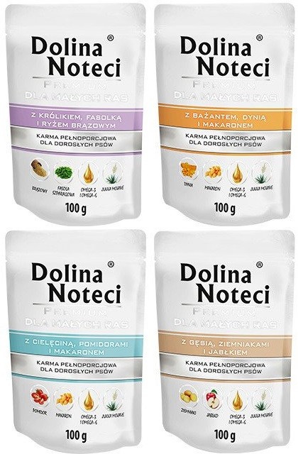 Dolina Noteci Premium bażant, cielęcina, gęś, królik adult małe rasy 100 g × 12