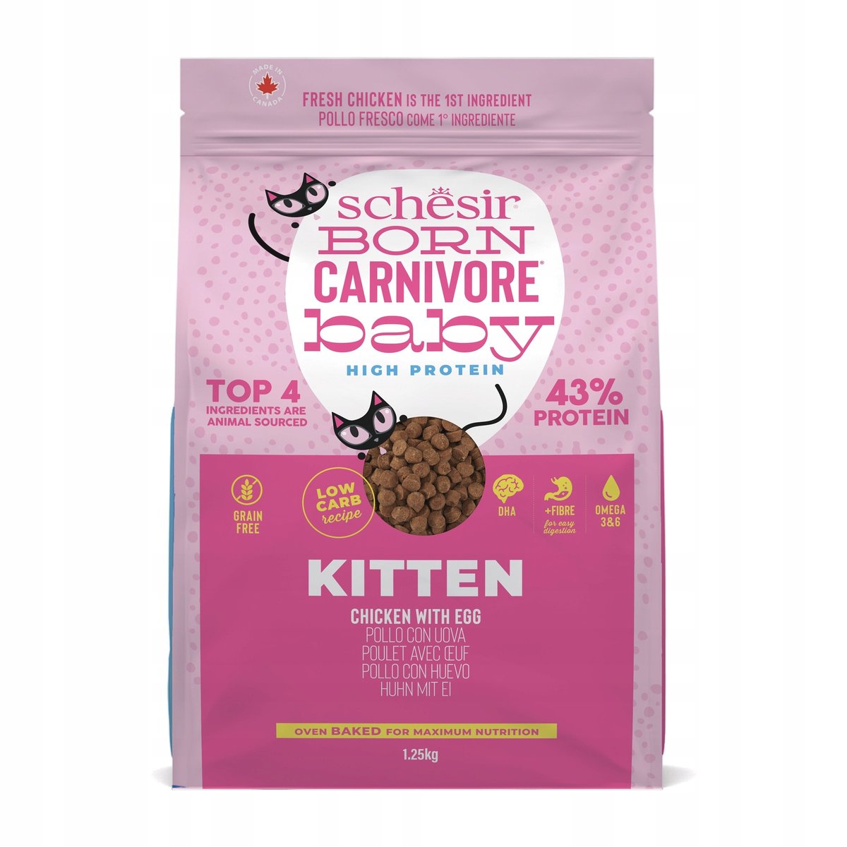 Schesir Born Carnivore kurczak z jajkiem kitten 1,25 kg