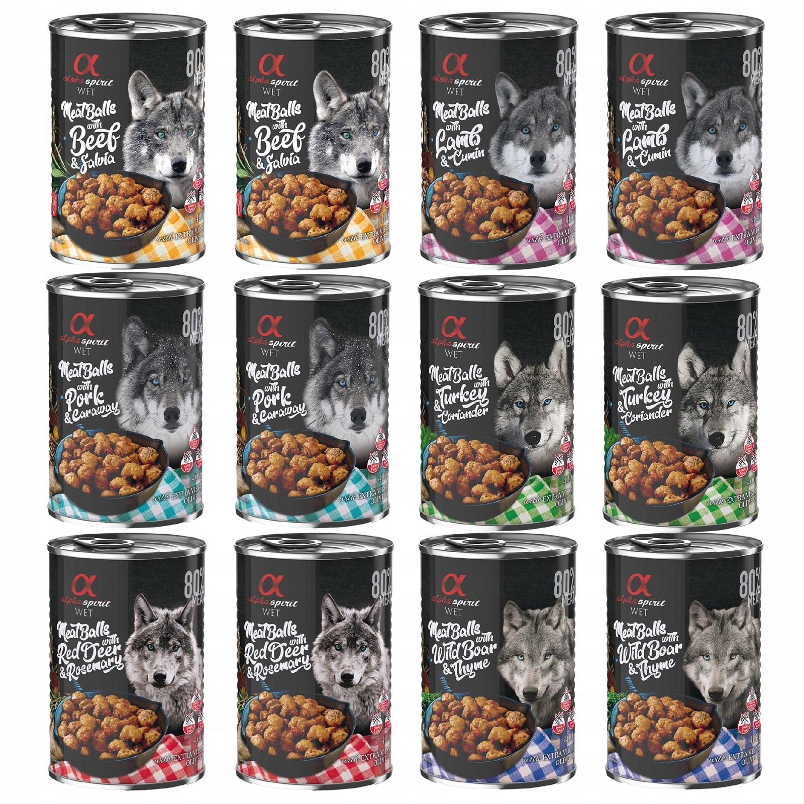 Alpha Spirit Klopsiki mix smaków 400 g × 12