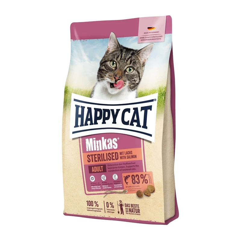 Happy Cat Minkas Sterilised drób, łosoś adult 1,5 kg