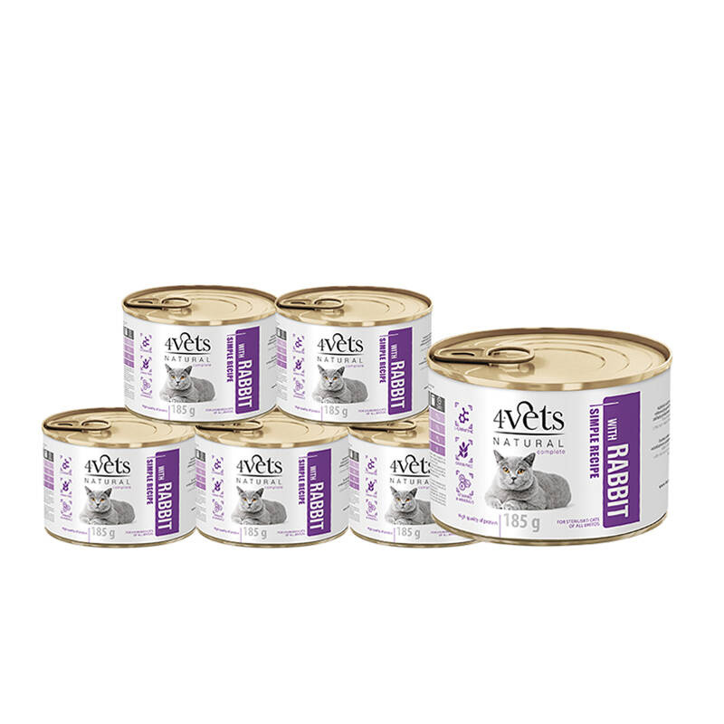 4Vets Natural Sterilised królik 185 g × 6
