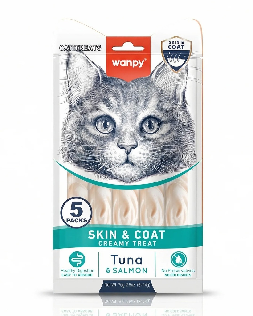Wanpy Creamy Treat Skin & Coat tuńczyk, łosoś 70 g