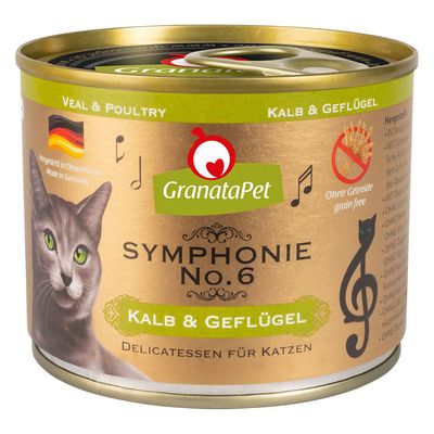 GranataPet Symphonie Sensitive Skin & Coat cielęcina, drób w galaretce 200 g × 6