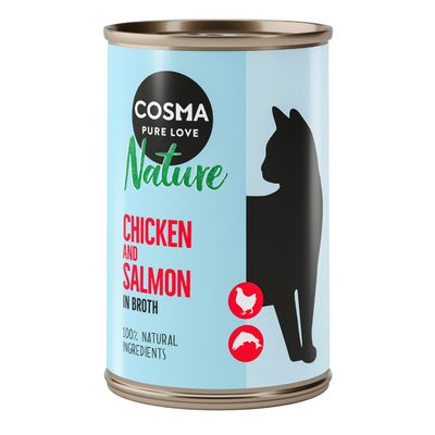 Cosma Nature Indoor kurczak, łosoś w bulionie 140 g × 6