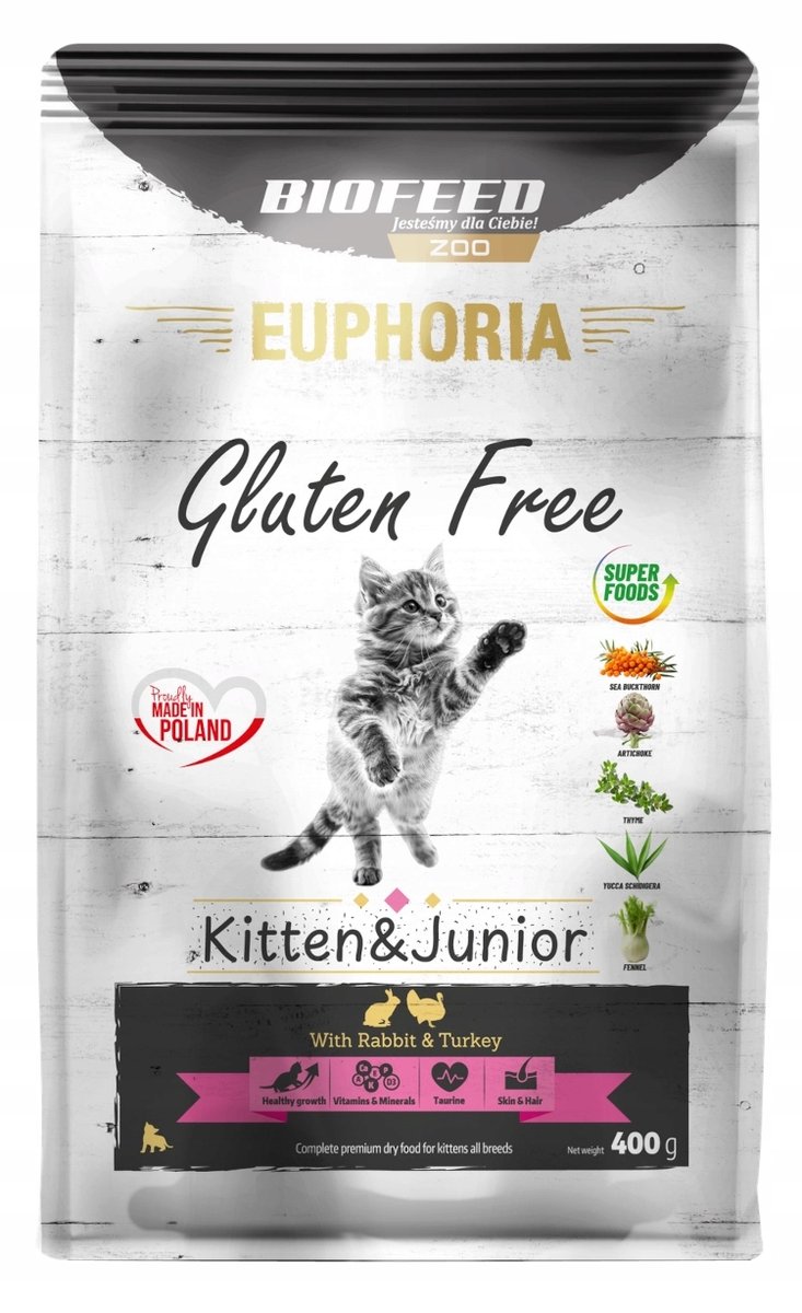 BioFeed Euphoria indyk, królik kitten 400 g