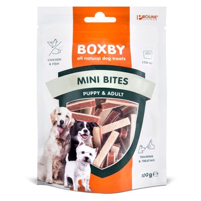 Boxby Mini Bites kurczak, ryba puppy małe rasy 100 g × 3