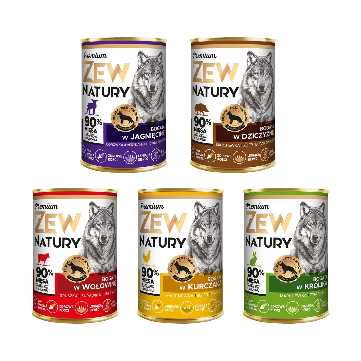 Zew Natury Premium dziczyzna, jagnięcina, królik, kurczak, wołowina 400 g × 5