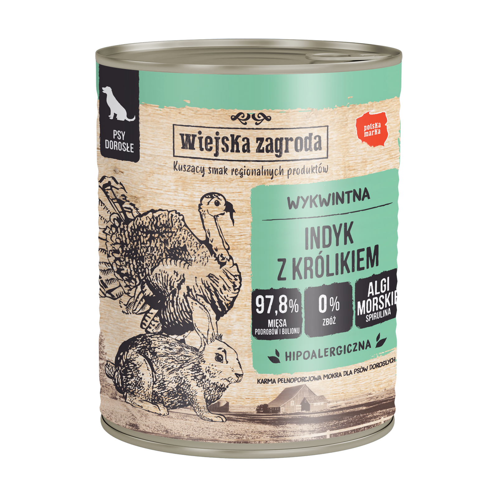 Wiejska Zagroda indyk, królik adult 800 g × 6