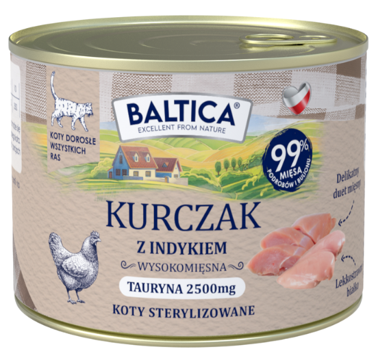 Baltica Sterilised kurczak z indykiem adult 185 g