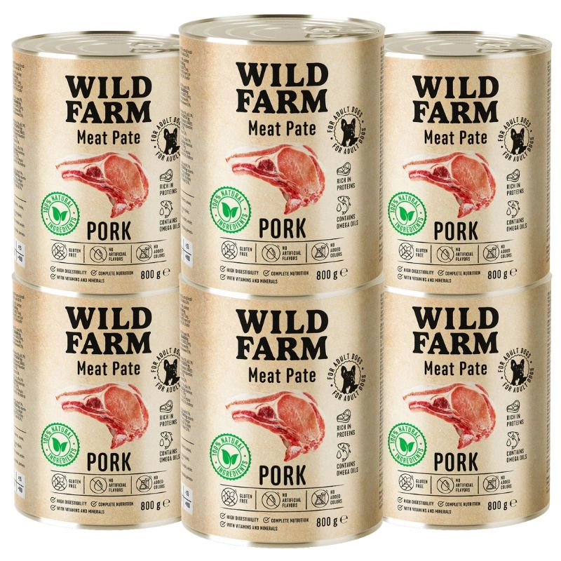 Wild Farm Pate wieprzowina adult 800 g × 6