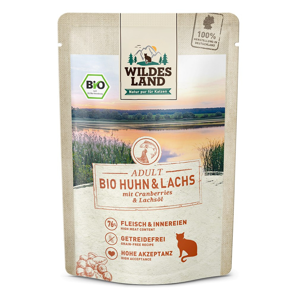 Wildes Land Bio kurczak, łosoś z żurawiną adult 85 g