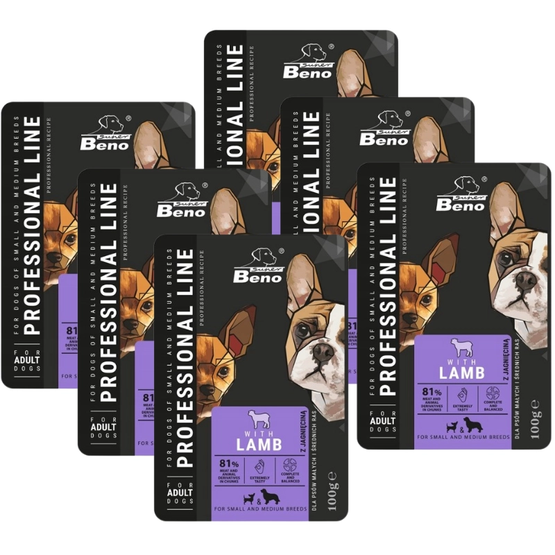 Super Beno jagnięcina adult małe rasy, średnie rasy 100 g × 6