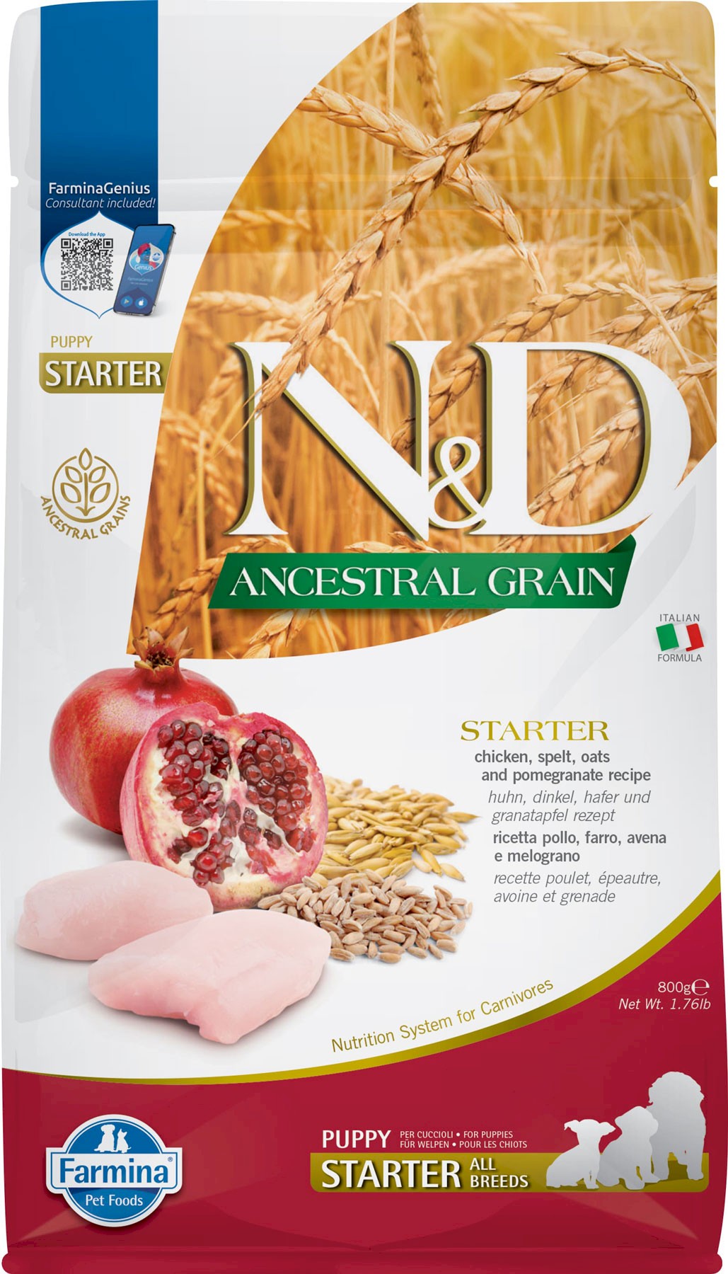Farmina N&D Ancestral Grain kurczak z granatem puppy starter 800 g