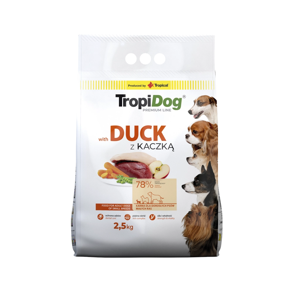 Tropidog Premium kaczka adult małe rasy 2,5 kg
