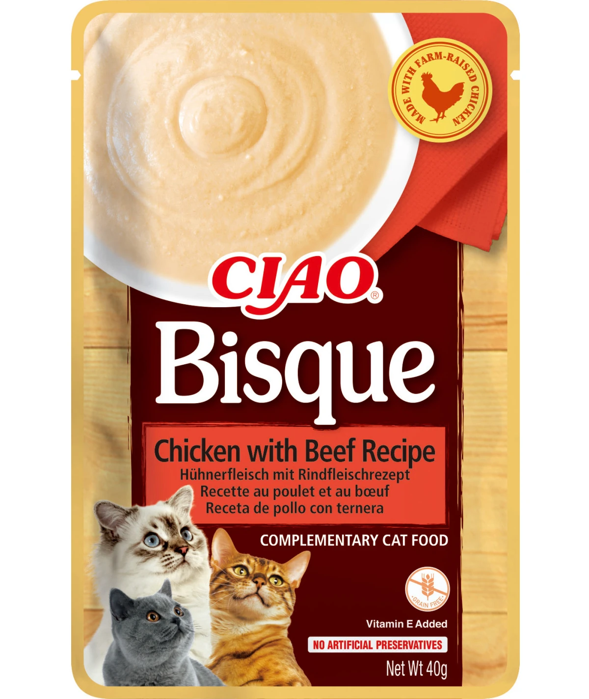 Inaba Ciao Bisque kurczak, wołowina w bulionie 40 g