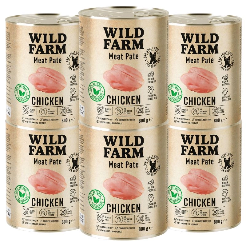 Wild Farm Pate kurczak adult 800 g × 6