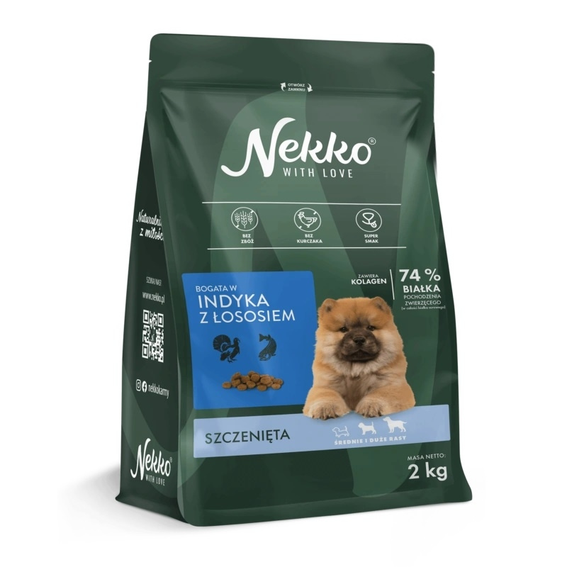 Nekko GF indyk, łosoś puppy średnie i duże rasy 2 kg