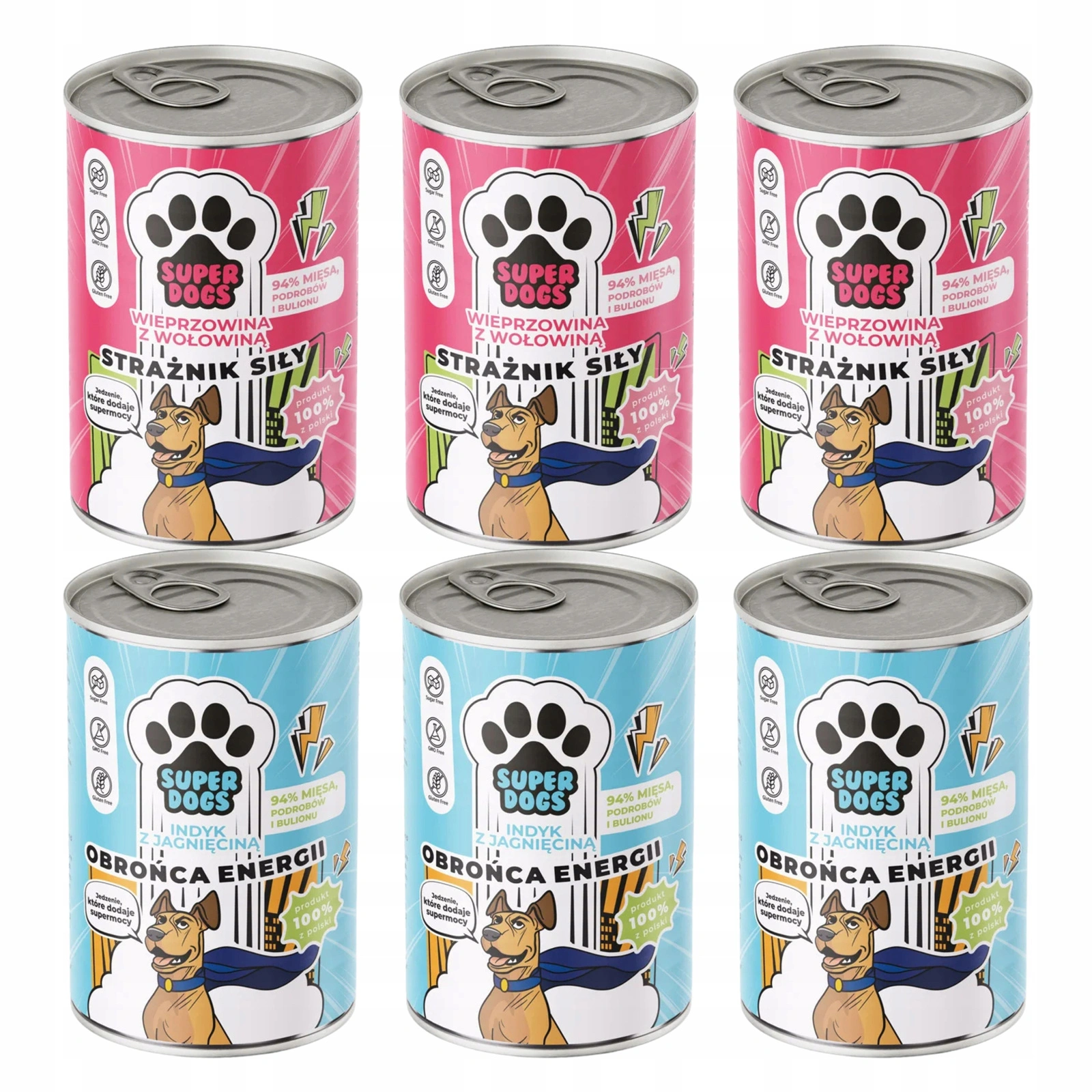 Uniszki Super Dogs indyk, jagnięcina, wieprzowina, wołowina adult 400 g × 6