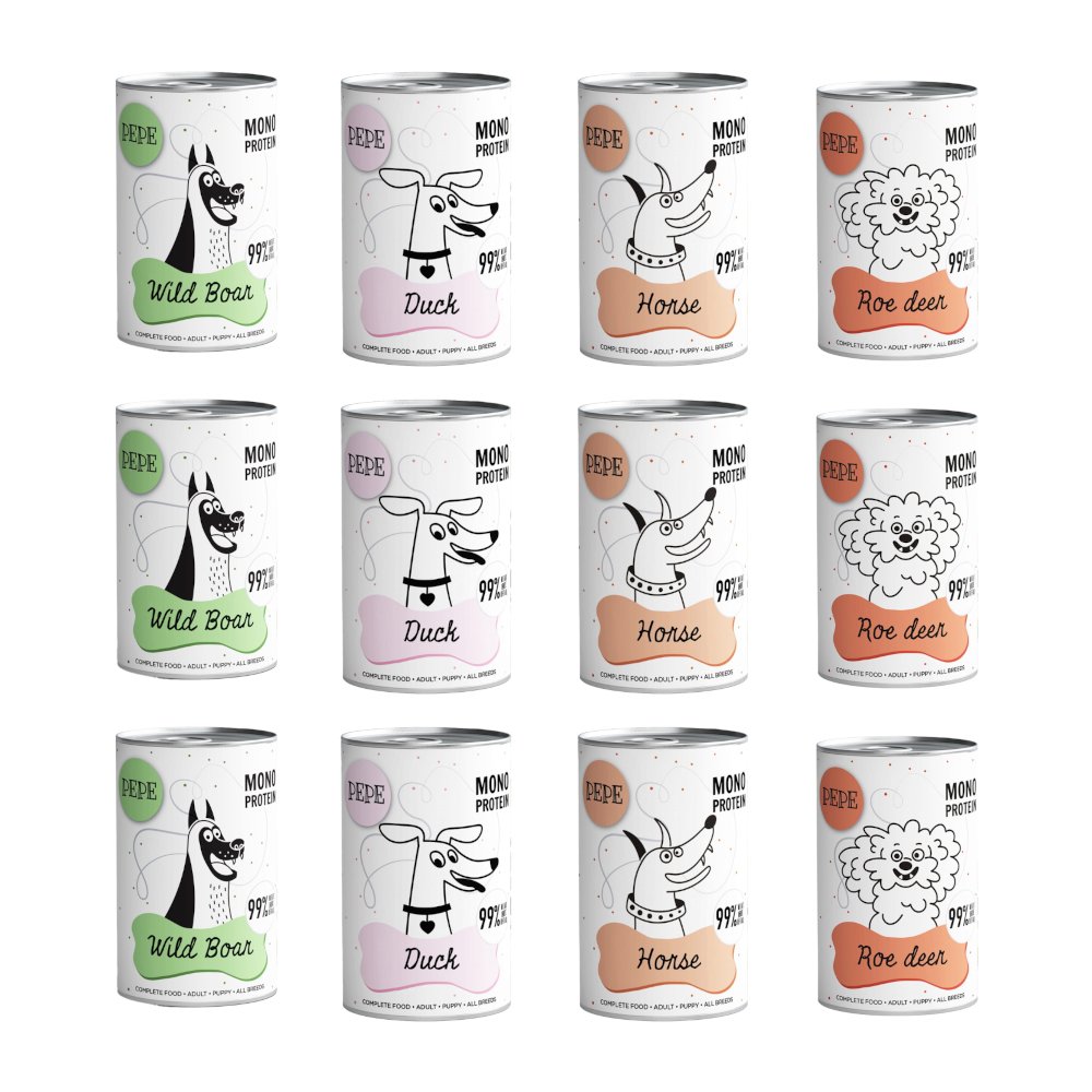 Paka Zwierzaka Pepe dziczyzna, kaczka, koń, sarna 400 g × 12