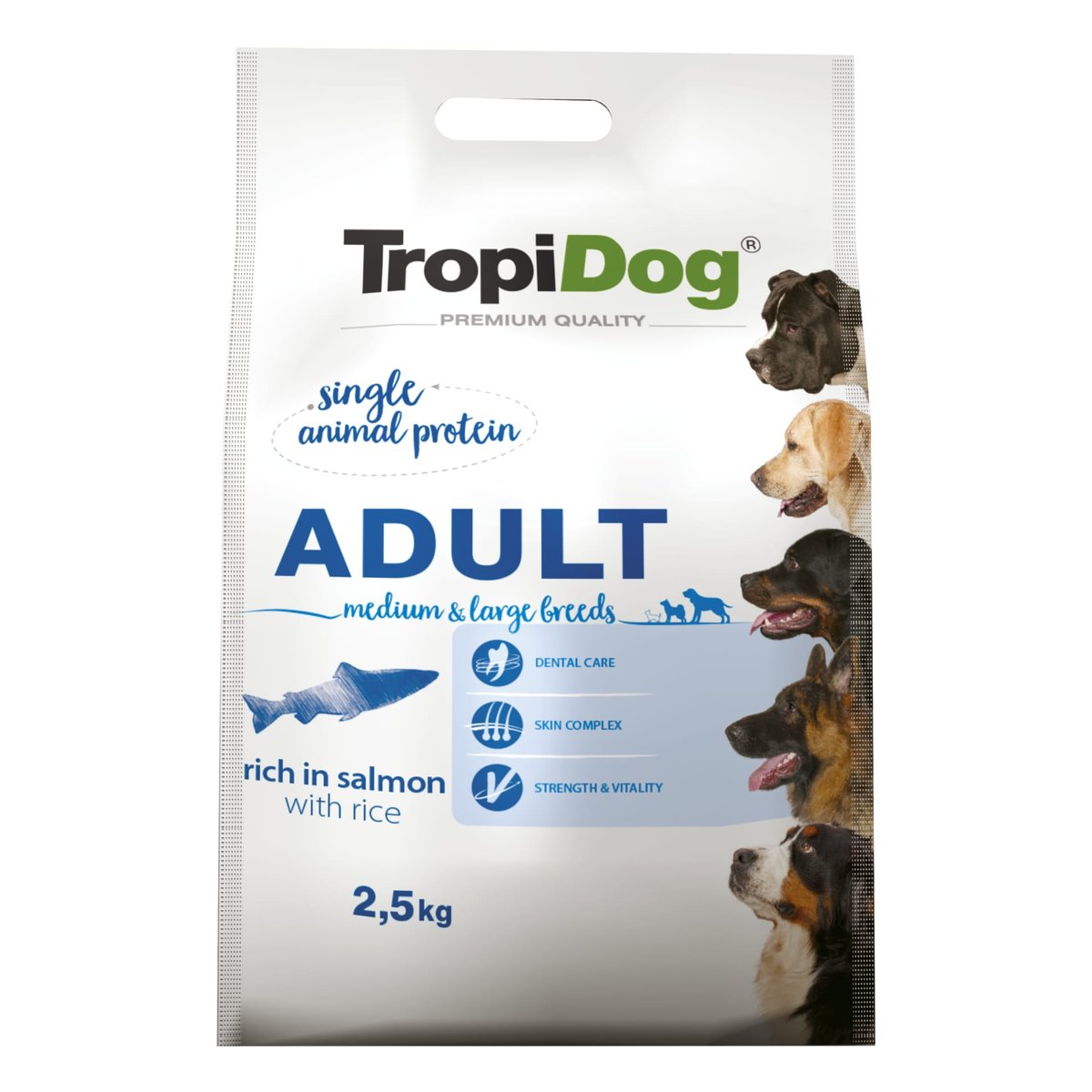 Tropidog Premium łosoś adult średnie rasy, duże rasy 2,5 kg