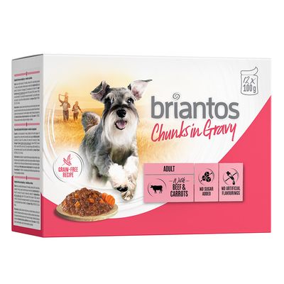 Briantos Chunks w sosie wołowina i marchewka adult 100 g × 12