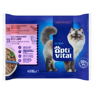 OptiVital Skin & Coat mix smaków w sosie adult 85 g × 4