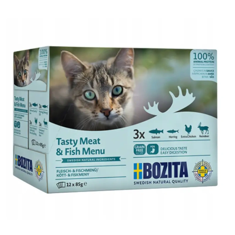 Bozita Tasty Meat & Fish Menu mix smaków w sosie adult 85 g × 12