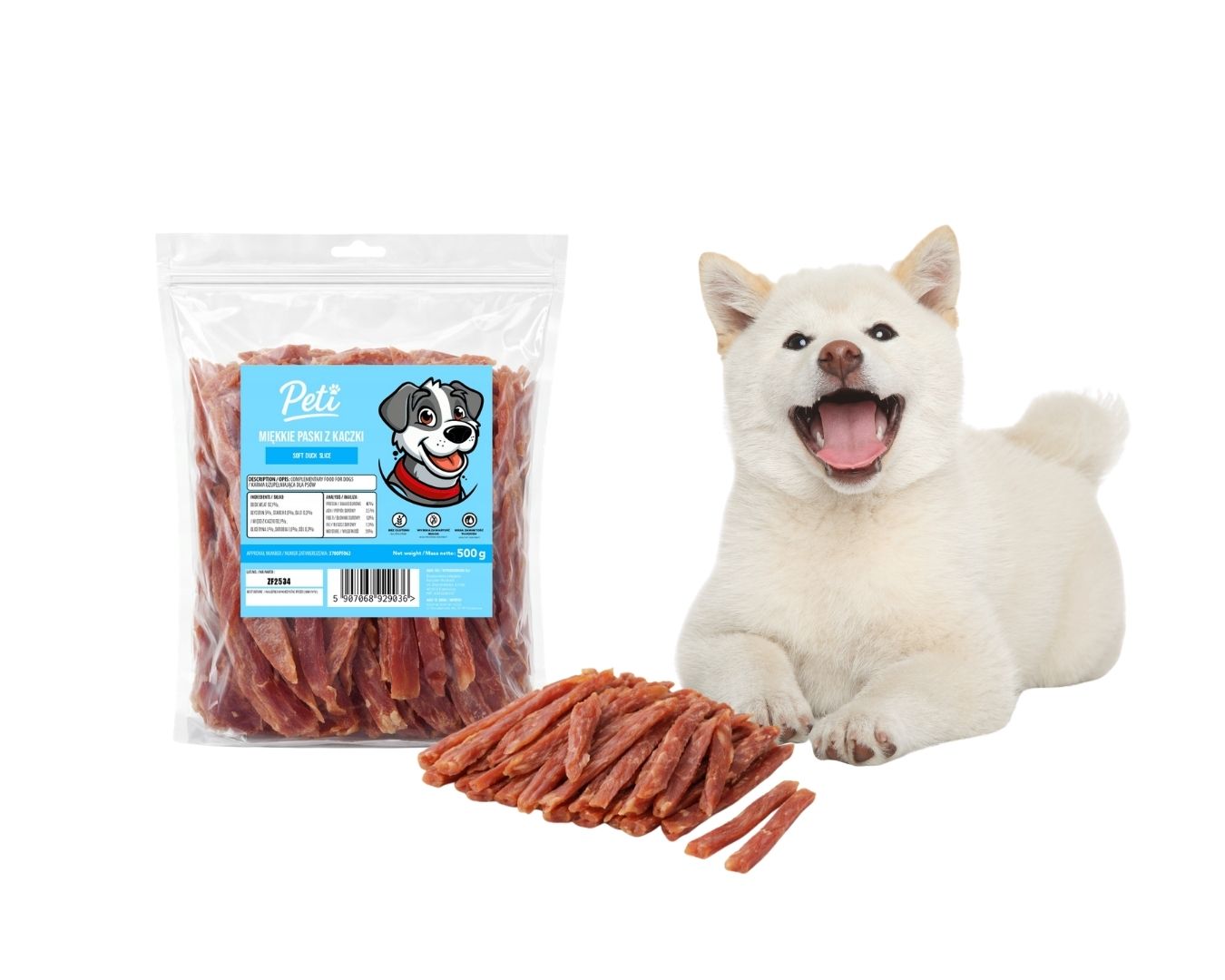 PETI miękkie paski z kaczki 500 g