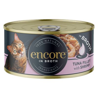 Encore In Broth krewetki, tuńczyk kawałki adult 70 g × 48