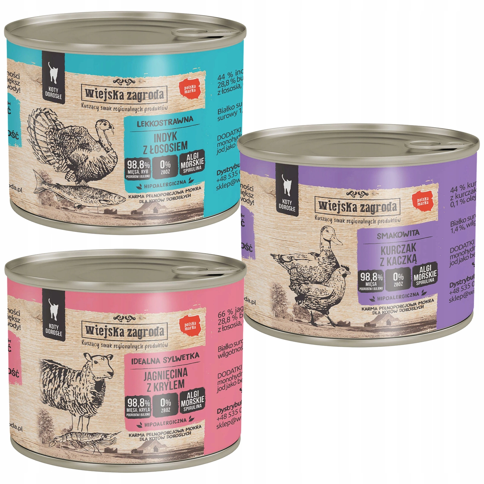 Wiejska Zagroda mix smaków adult 200 g × 3