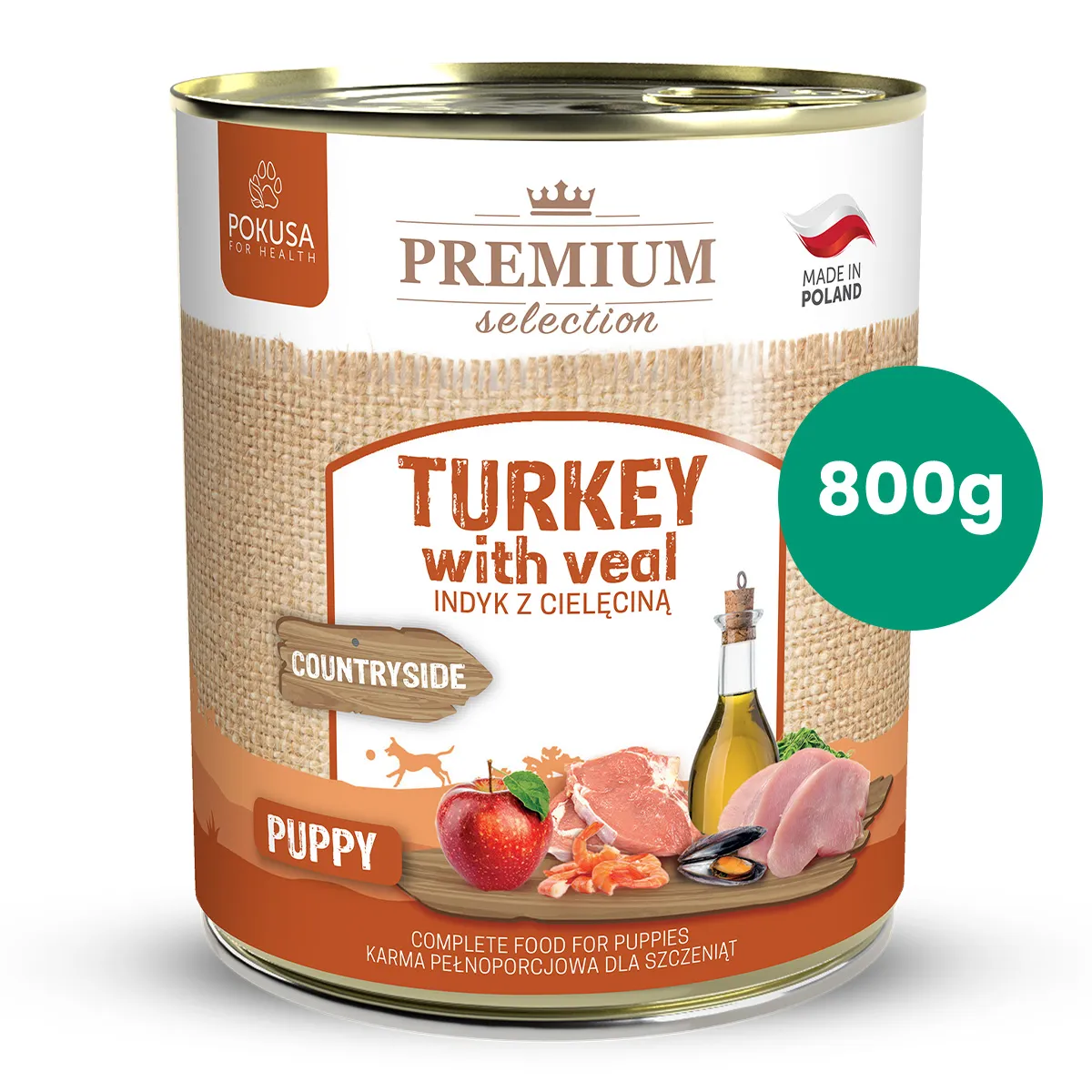 Pokusa Premium Selection cielęcina, indyk puppy 800 g