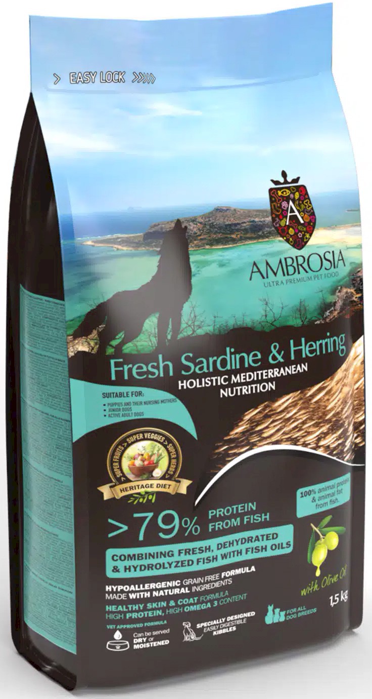 Ambrosia Mediterranean sardynka, śledź puppy 5 kg