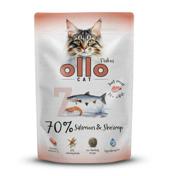 Ollo Hairball krewetki, łosoś w bulionie 85 g